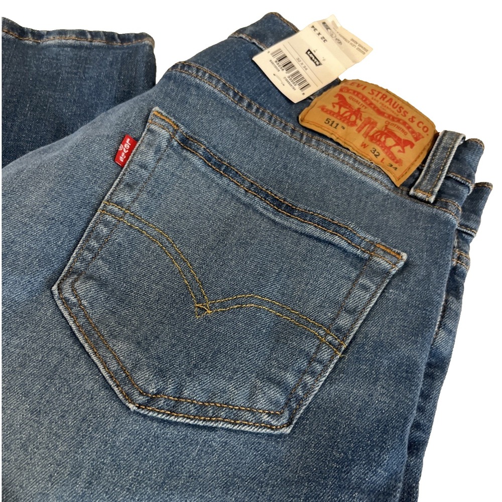 NWT Levi's Men's 511 Flex Slim Fit Jeans Size 32X34 Stretch Blue Denim $69.50